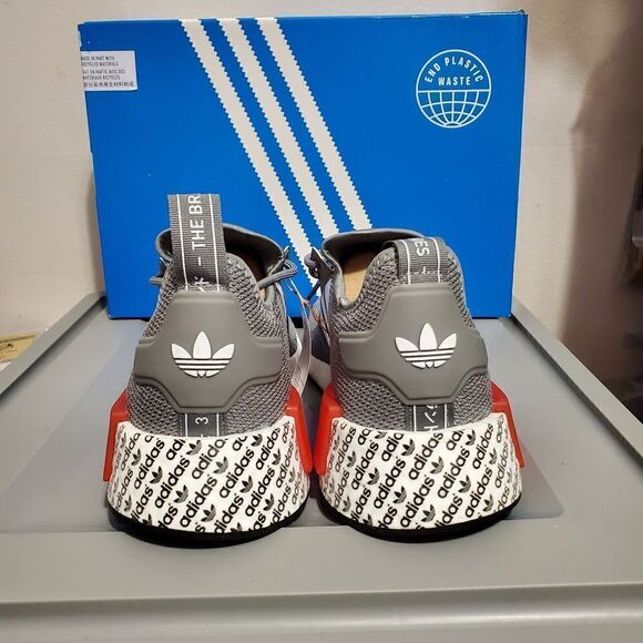 Adidas Mens Sz 9 NMD R1 Grey /White/ Red GY4874 Boost Ultraboost Sneak… - Picture 4 of 14